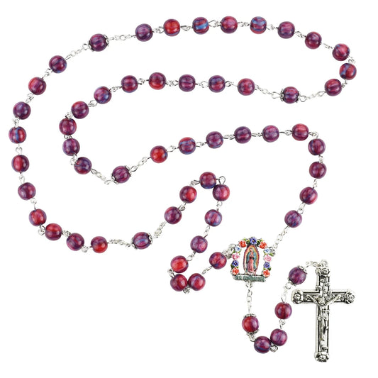 ROSARY 8MM FUCHSIA GUADALUPE ROSARY