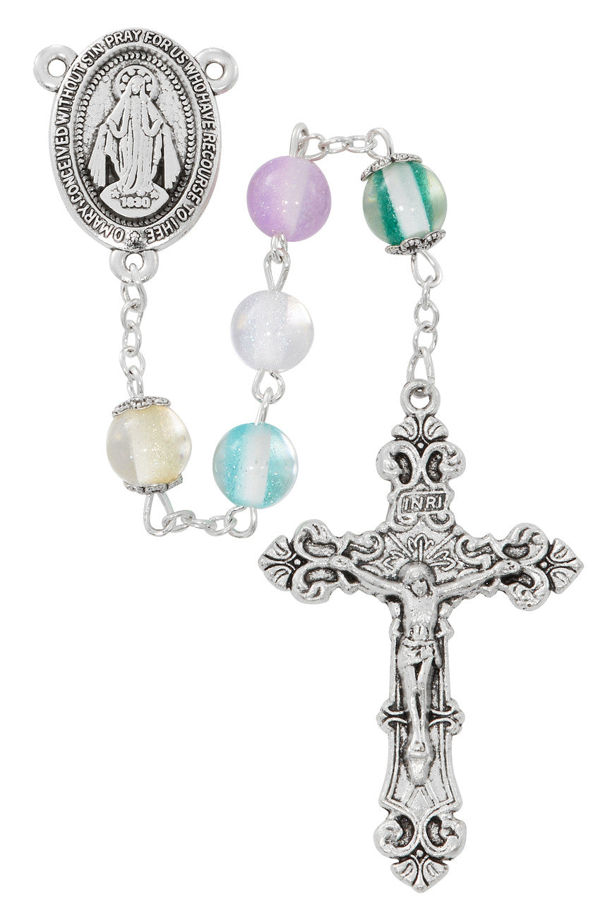 ROSARY 8MM MULTI-COLOR SPARKLE GLASS