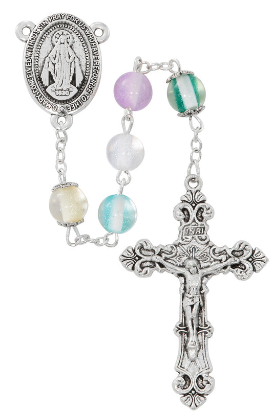 ROSARY 8MM MULTI-COLOR SPARKLE GLASS
