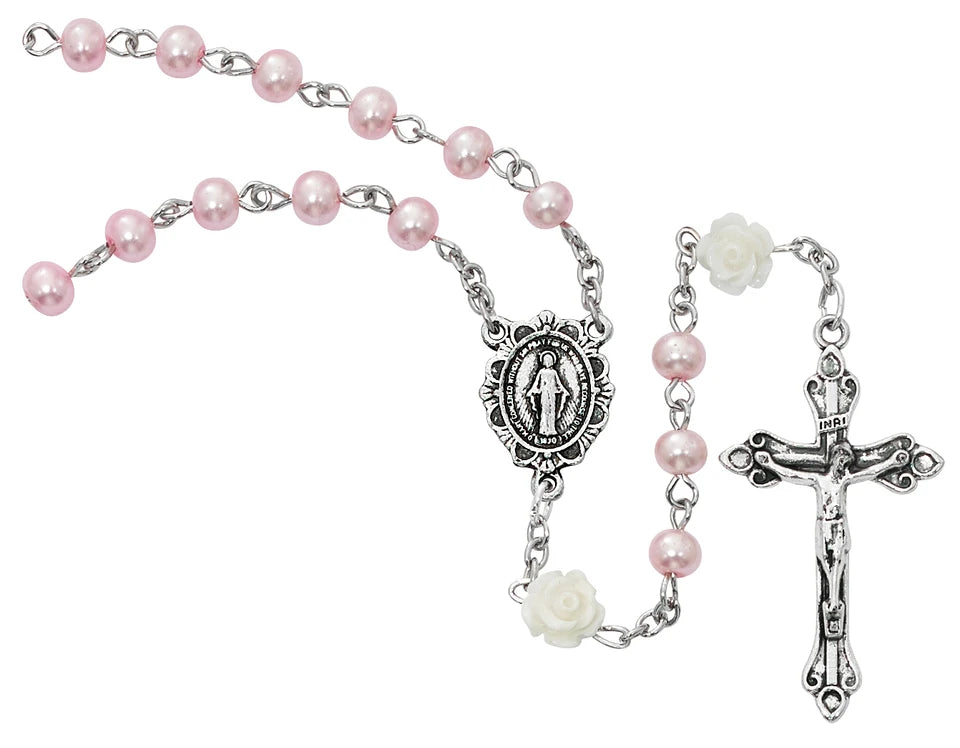 4MM PINK PEARL W/FLOWER