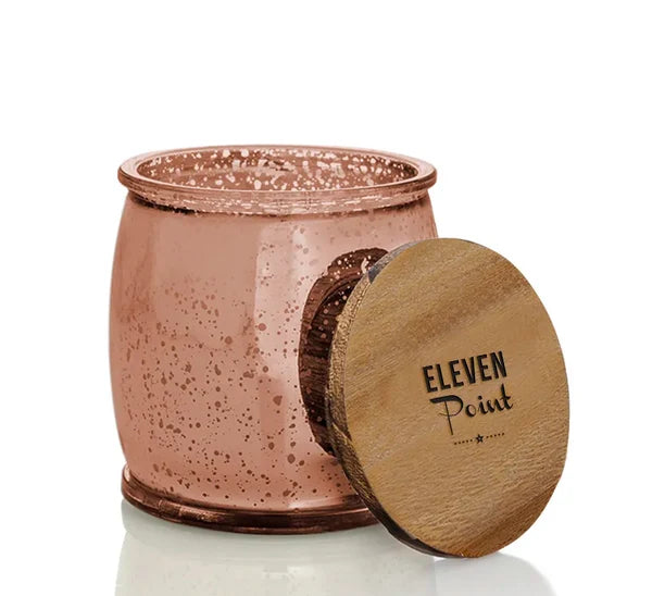 Eleven Point Candles, Compass Scent, Rose Copper Mercury Barrel Jar
