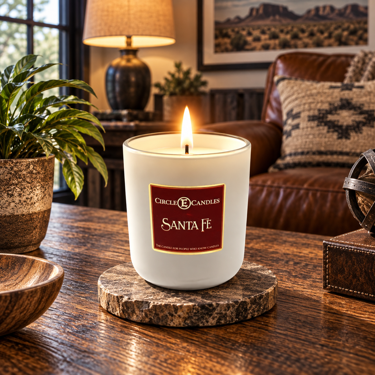 Circle E Candles, Santa Fe Scent, Medium Size Jar Candle, 14oz – Warm Earthy Rustic Home Fragrance, Bold Southwestern-Inspired Candle, Made in USA