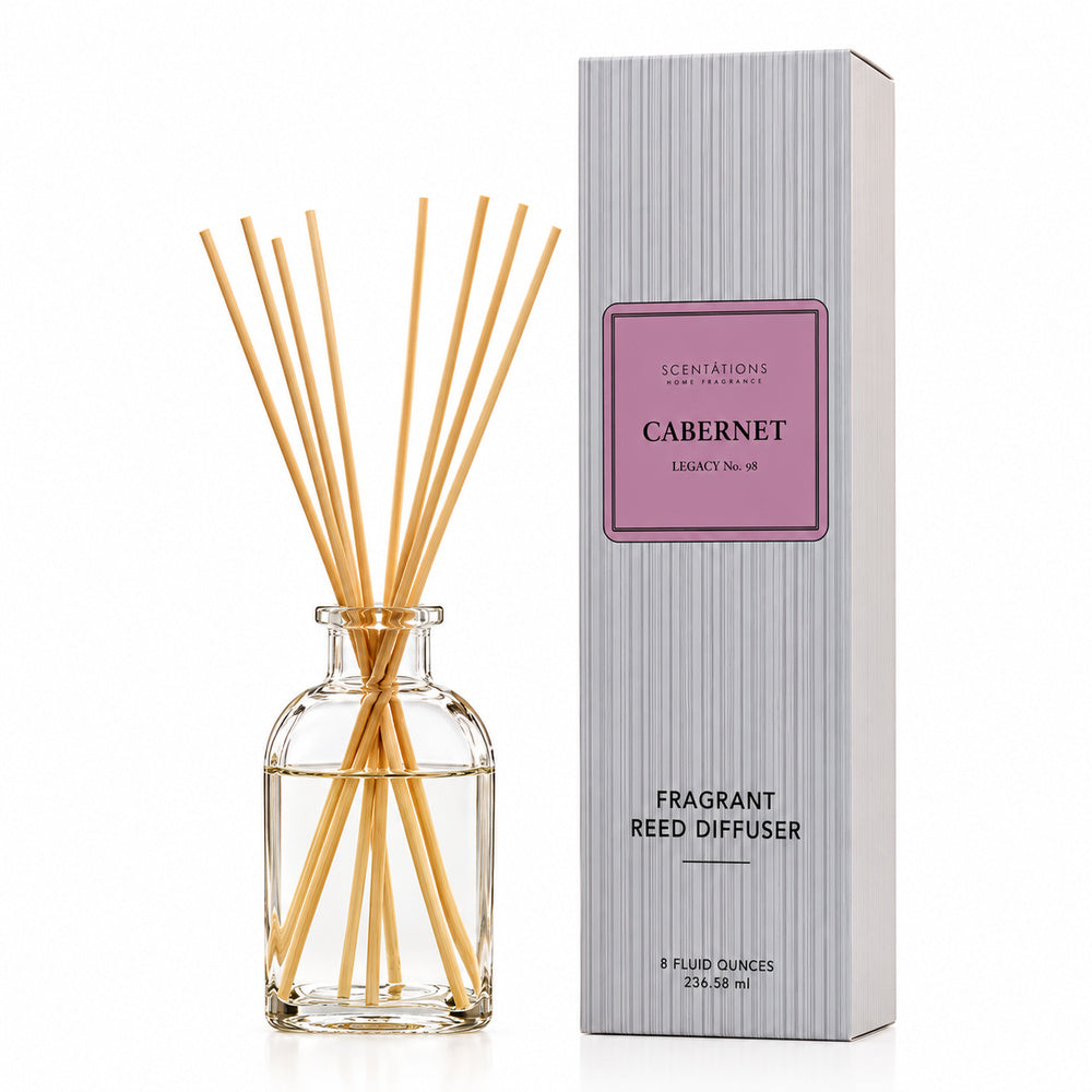 Scentations Reed Diffuser Set, Cabernet Legacy No. 98 Fragrance, 8 ozs, 8 Reeds