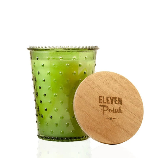 Eleven Point Candles, Compass Scent, Verde Hobnail Jar