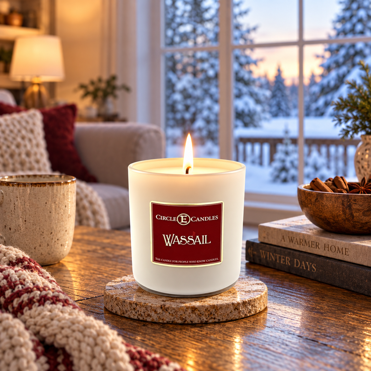 Circle E Candles, Wassail Scent, Medium Size Jar Candle, 7oz – Warm Spiced Citrus Home Fragrance, Festive Seasonal Scented Candle, Made in USA