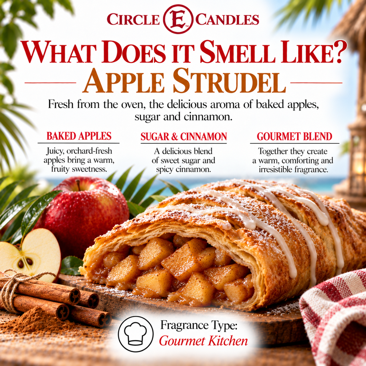 Circle E Candles Wax Melt Tart Apple Strudel Pack of 6 Tarts
