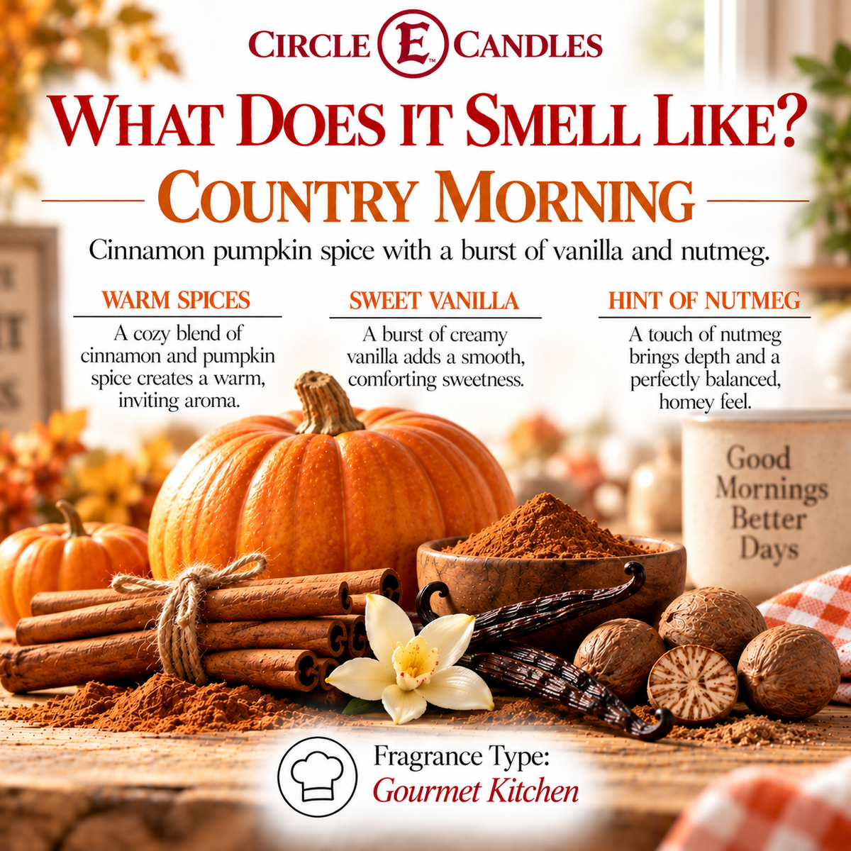 Circle E Candles, Country Morning Scent, Medium Size Jar Candle, 7oz – Fresh Cozy Home Fragrance, Warm Soft Morning-Inspired Candle, Made in USA