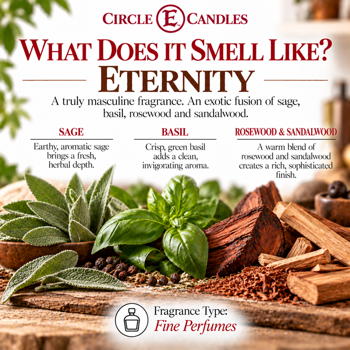 Circle E Candles, Eternity Scent, Medium Size Jar Candle, 7oz – Fresh Clean Classic Home Fragrance, Smooth Masculine Scented Candle, Made in USA