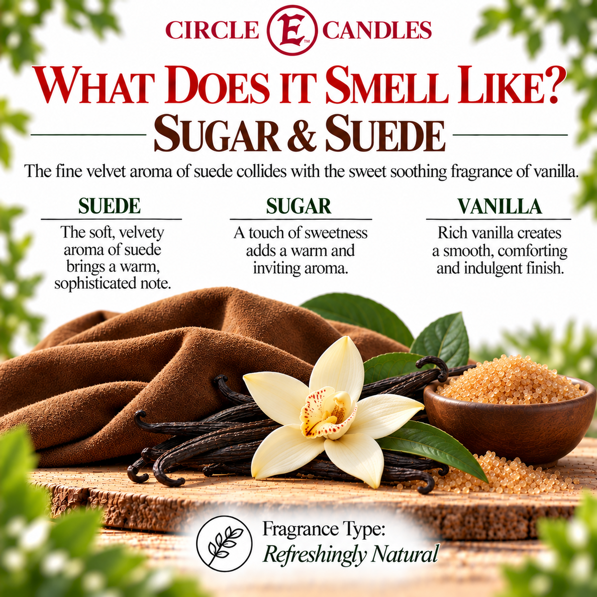 Circle E Candles Wax Melt Tart Sugar and Suede Scent 3oz Pack