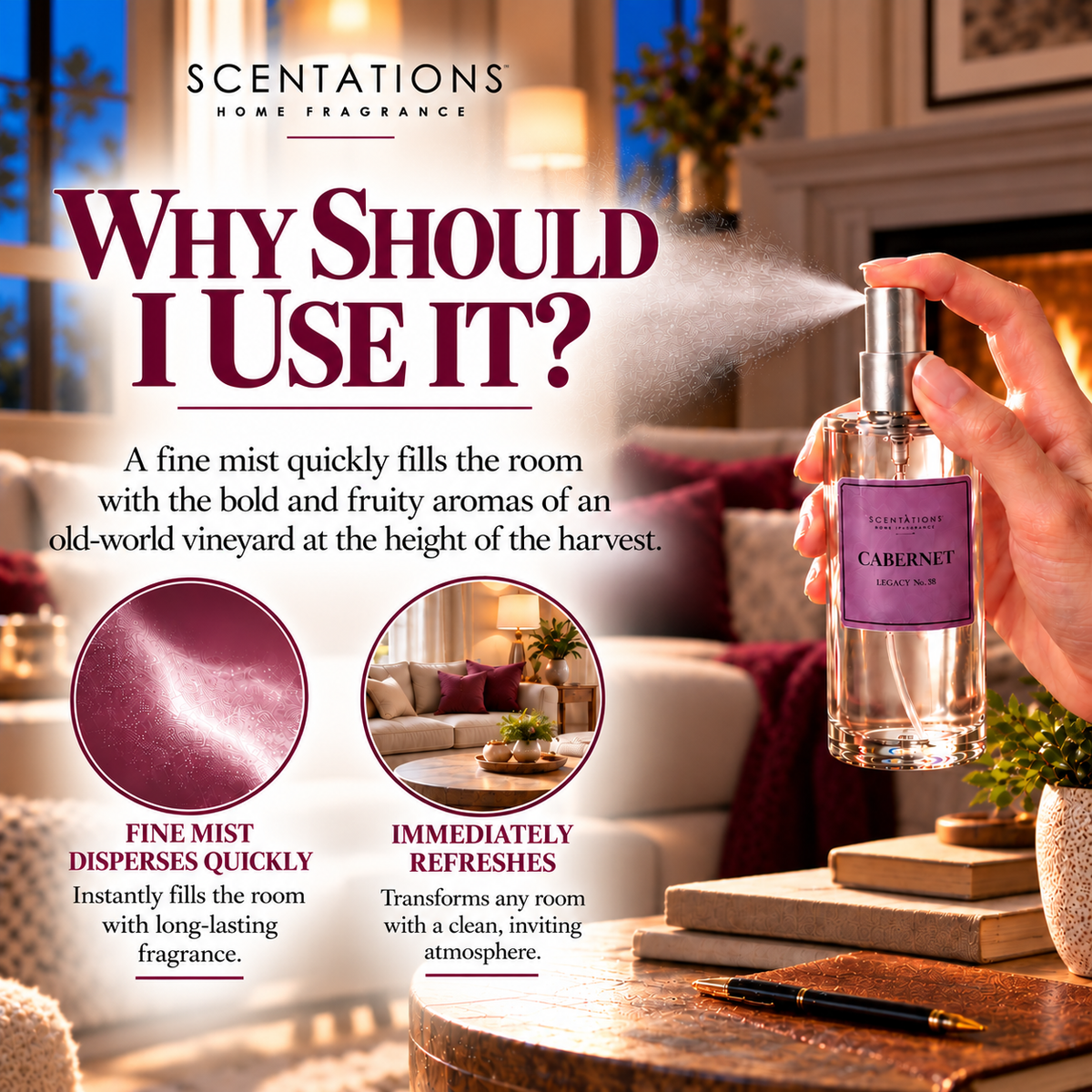 Scentations Room Spray, Cabernet Legacy No. 98, 4 oz