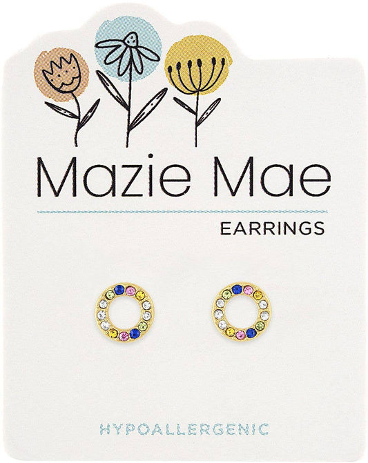 Mazie Mae Earring: Gold Multicolor Open Circle Stud Earring