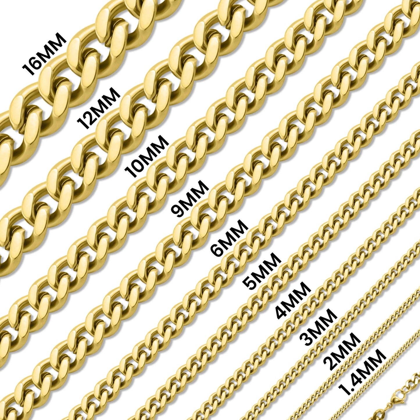 18K Gold PVD Stainless Steel Curb Chain Necklace – 24" 5mm