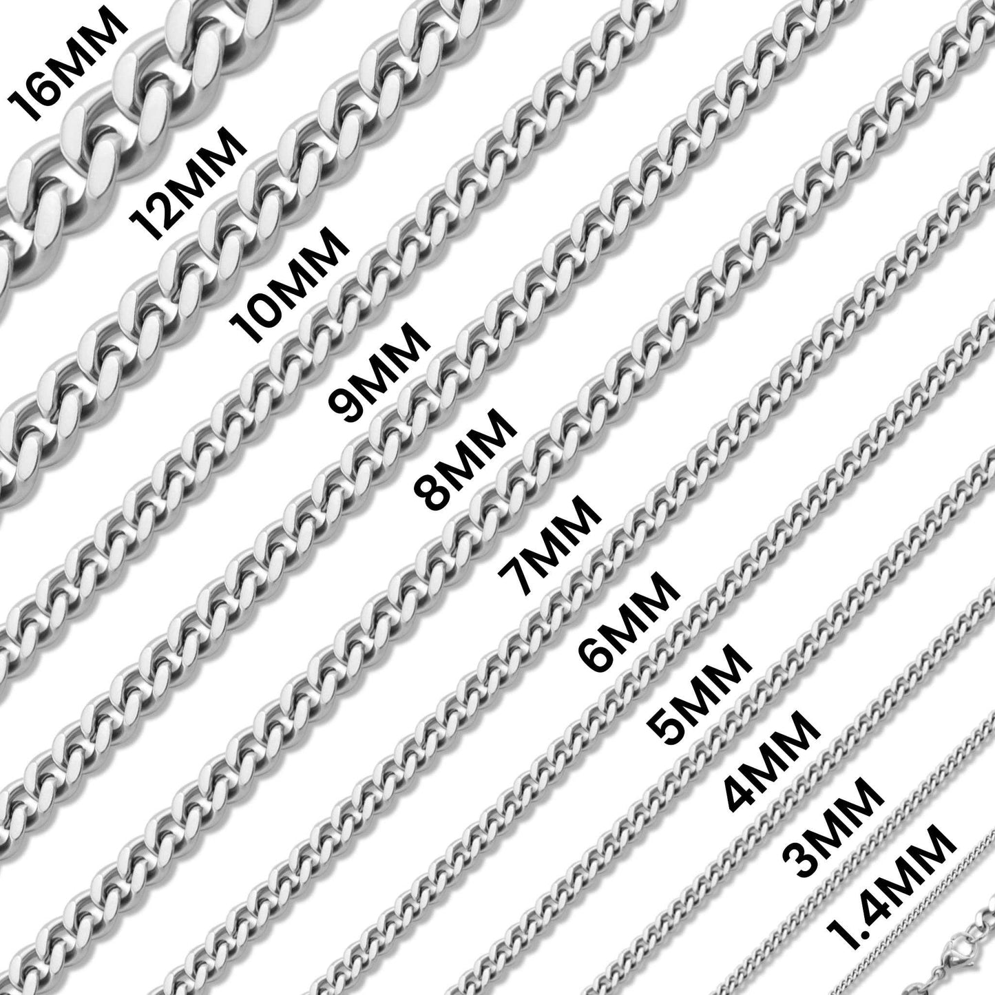 Stainless Steel Curb Chain Necklace – 24" 16mm