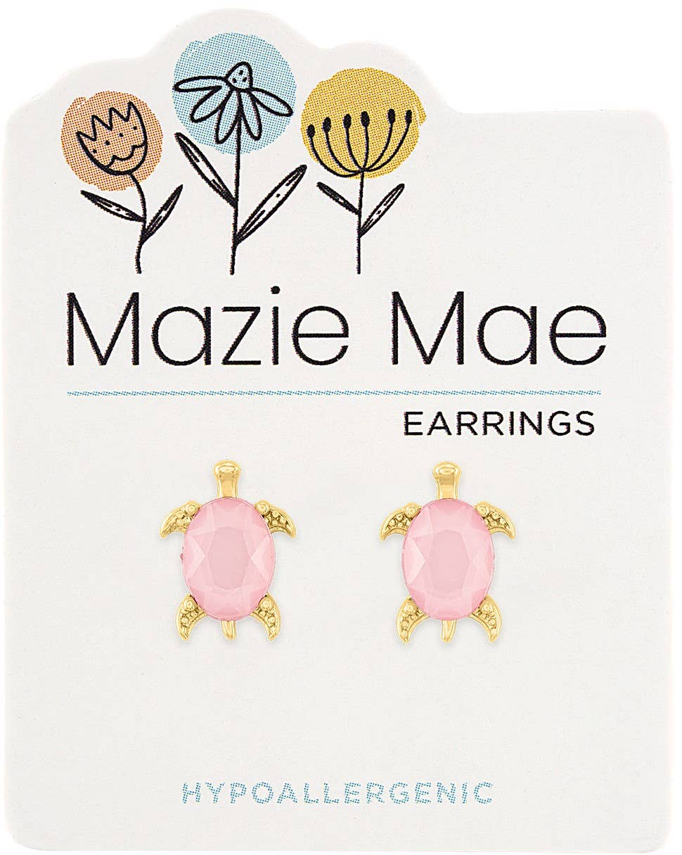 Mazie Mae Earring: Gold Rosewater Opal Turtle Stud Earring