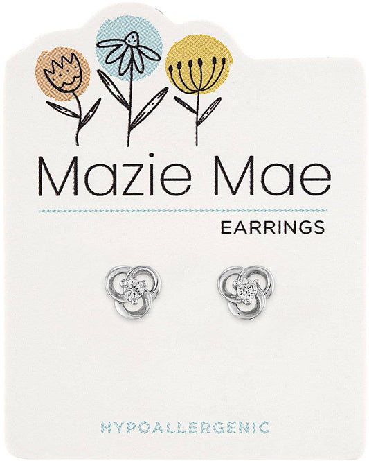 Mazie Mae Earring: Silver Celtic Twist w/ CZ Stud Earring