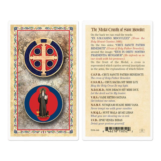 St. Benedict Laminated Catholic Prayer Card, Single Card
