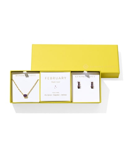 Cailin Birthstone Gift Set Gold Purple Crystal Jewelry