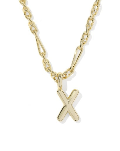 BUBBLE LETTER X SHORT PENDANT NECKLACE GOLD