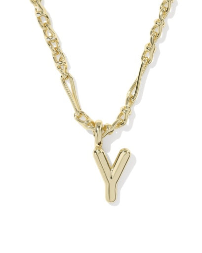BUBBLE LETTER Y SHORT PENDANT NECKLACE GOLD