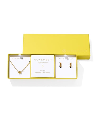 Cailin Birthstone Gift Set Gold Golden Yellow Crystal