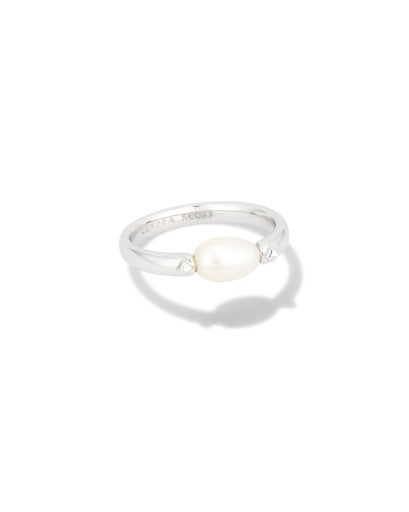 LEIGHTON PEARL BAND RING SILVER WHITE PEARL 7