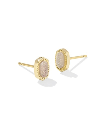 Mini Ellie Stud Earrings Gold Dichroic Glass