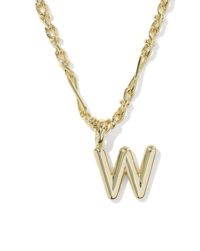 BUBBLE LETTER W SHORT PENDANT NECKLACE GOLD
