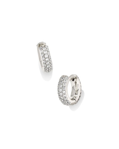 Mikki Pave Huggie Earrings Silver Jewelry Shimmer Everyday