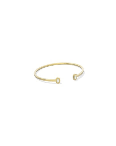 MINI ELTON CUFF BRACELET GOLD BRIGHT WHITE LAB GROWN OPAL S/M