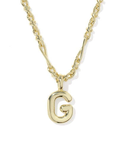 BUBBLE LETTER G SHORT PENDANT NECKLACE GOLD