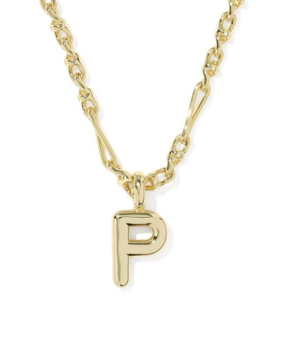 BUBBLE LETTER P SHORT PENDANT NECKLACE GOLD