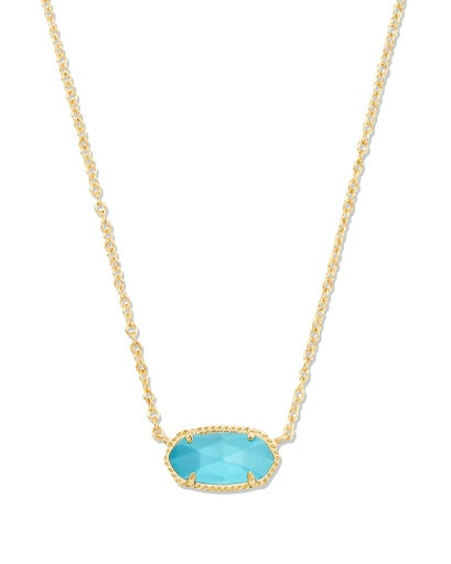 Elisa Short Pendant Necklace Gold Turquoise Magnesite