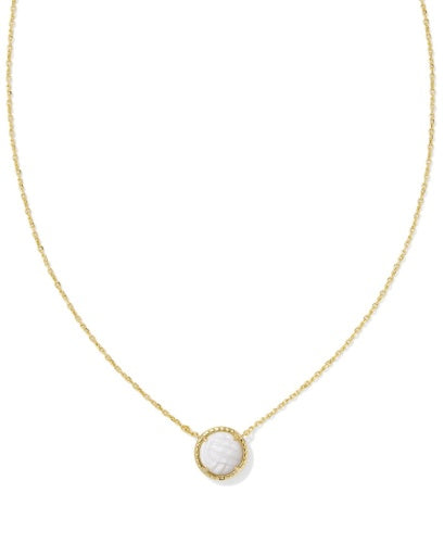 Volleyball Short Pendant Necklace Gold White Mother of Pearl