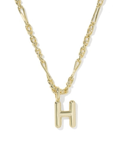 BUBBLE LETTER H SHORT PENDANT NECKLACE GOLD