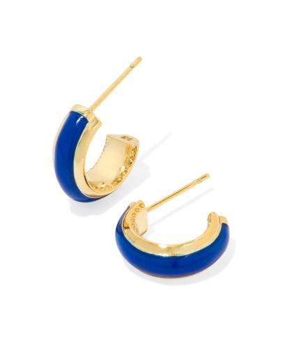 Ainsley Huggie Earrings Gold Orange Enamel