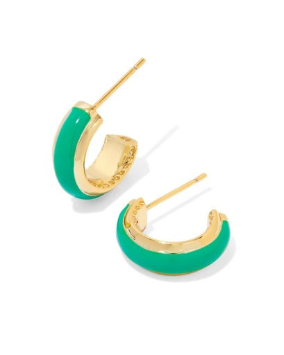 Ainsley Huggie Earrings Gold Orange Enamel