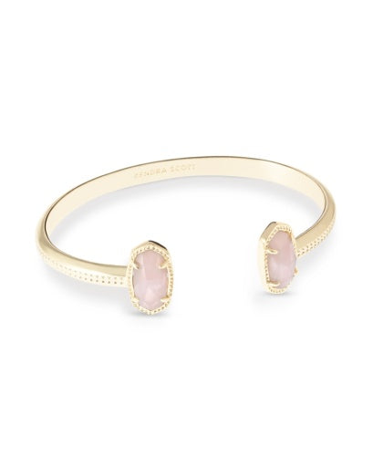 ELTON CUFF BRACELET GOLD ROSE QUARTZ