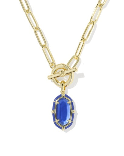 ELISA ENAMEL LINK AND CHAIN NECKLACE GOLD COBALT ILLUSION