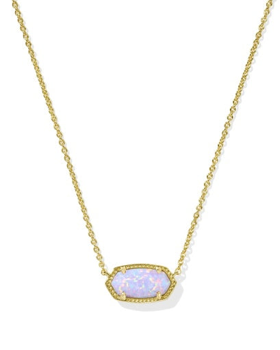 Elisa Short Pendant Necklace Gold Lilac Kyocera Opal