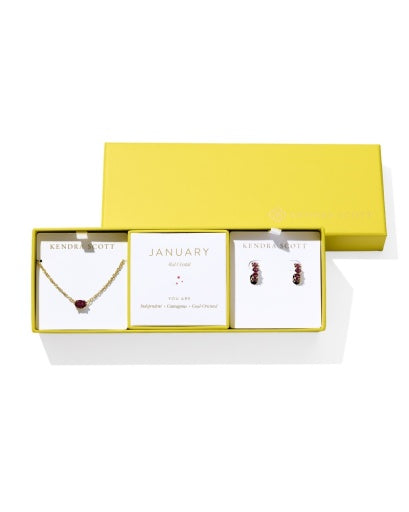 Caillin Birthstone Gift Set Gold Red Crystal Jewelry
