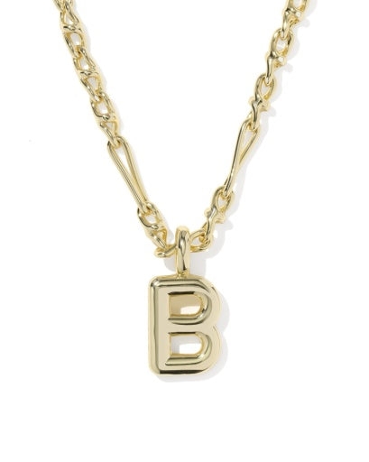 BUBBLE LETTER B SHORT PENDANT NECKLACE GOLD