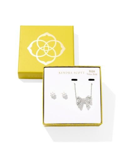 Krista Bow And Ashton Gift Set In Silver White Mix