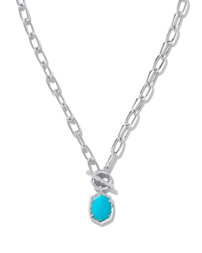 Daphne Link and Chain Necklace Silver Turquoise Magnesite