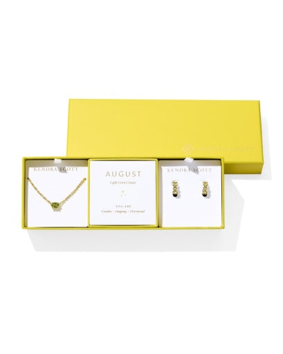 Cailin Birthstone Gift Set Gold Light Green Crystal Jewelry