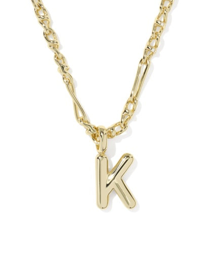 BUBBLE LETTER K SHORT PENDANT NECKLACE GOLD