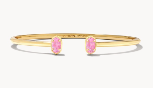 EMILIE CUFF BRACELET GOLD PINK IRIDESCENT GLITTER GLASS