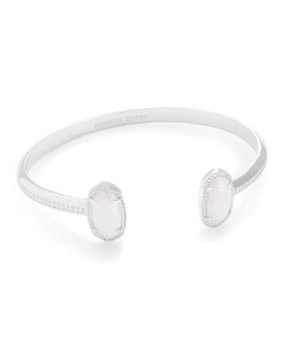 ELTON CUFF BRACELET RHODIUM WHITE OPAL