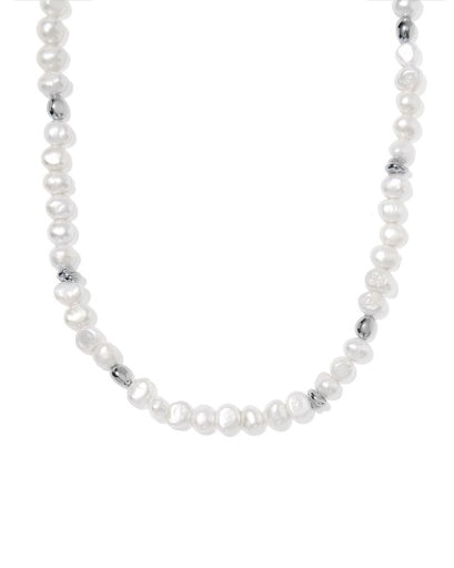 GABRIELLA PEARL STRAND NECKLACE VINTAGE SILVER FRESHWATER CULTURED PEARL