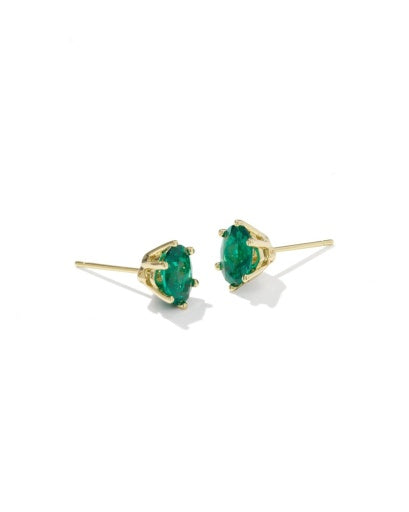 CAILIN CRYSTAL STUD EARRINGS GOLD GREEN CRYSTAL