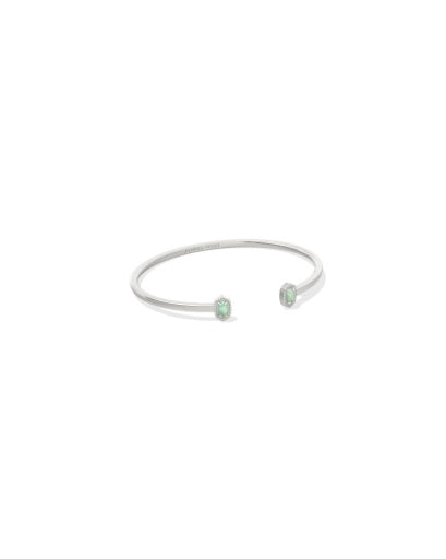 MINI ELTON CUFF BRACELET SILVER GREEN LAB GROWN OPAL S/M